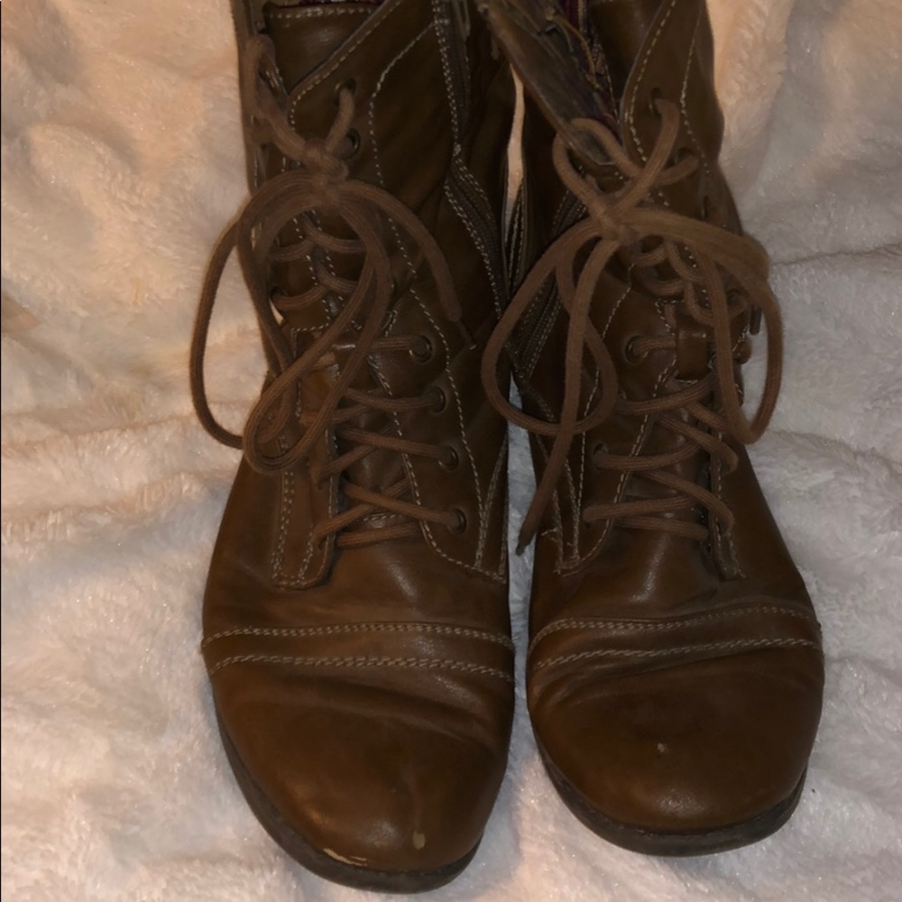 Foldable Leather Combat Boots - Picture 3 of 7